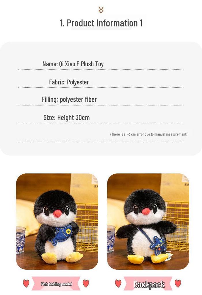 Penguin Plush Backpack Pillow – Cute Children's Sleeping Doll, Girls' Birthday Gift