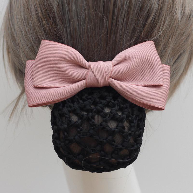 Women's Professional Hair Net Bow Clip for Work: Ideal for Hotel, Bank, Nurse, Flight Attendant, and Updo Styles.