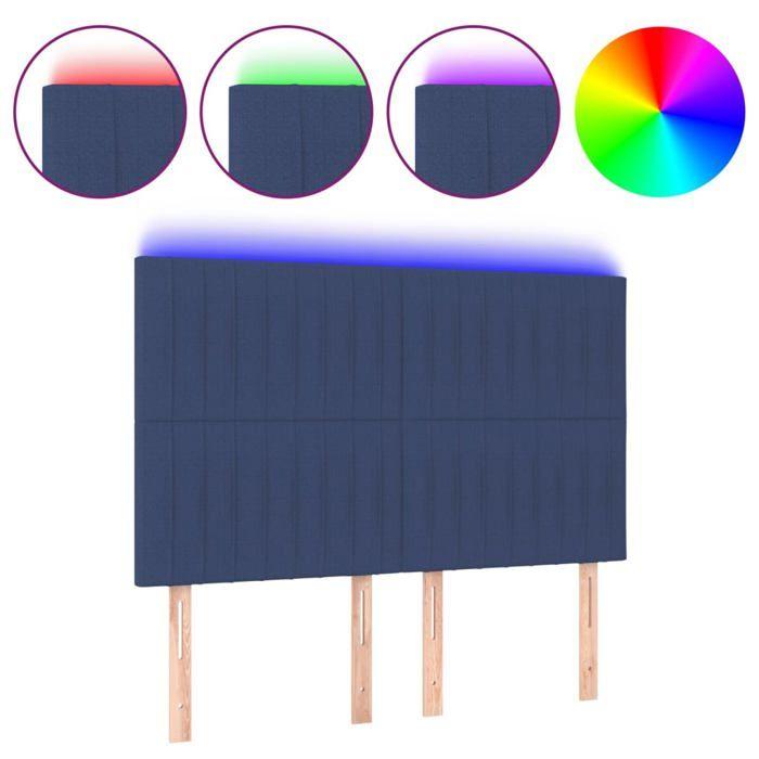 VidaXL Tête de Lit à LED Meuble de Chambre à Coucher Accessoire de Lit Double Tête de Cadre de Lit Intérieur Bleu 3122666