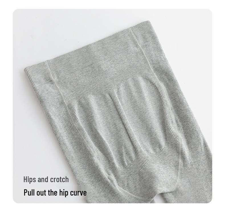 Extra Long Ribbed Dark Grey Leggings for Tall Women - Winter Fleece Lined Cotton Stripes