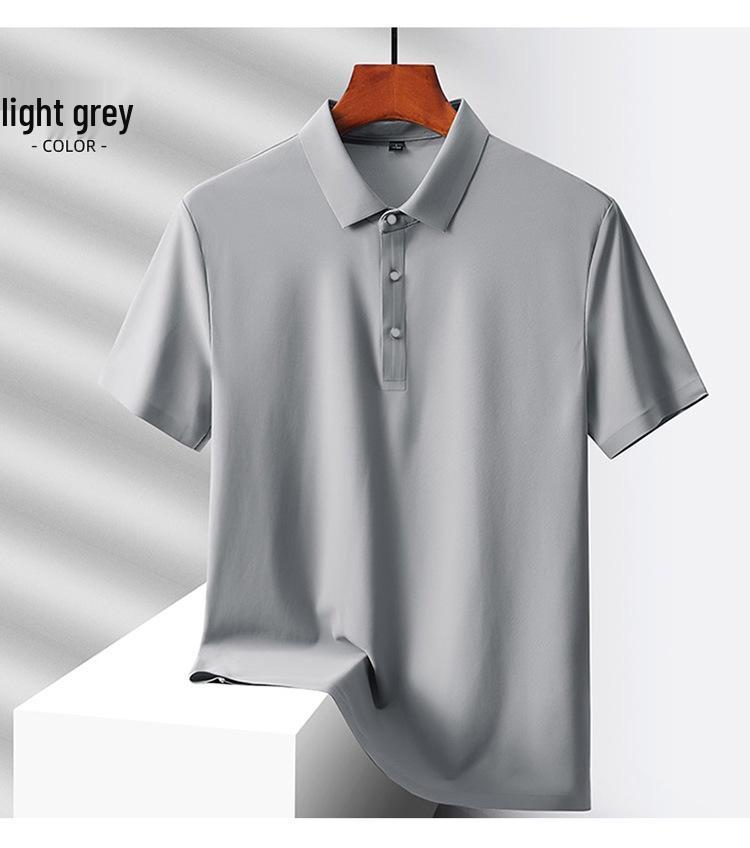 Custom Logo Quick-Dry Seamless Polo: Summer Ice Silk Cool Feel Lapel Short Sleeve Work Shirt