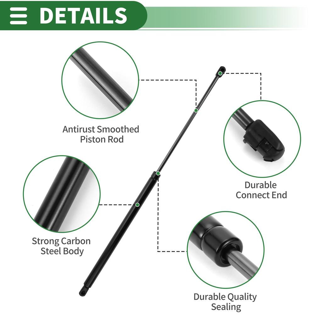 Motoforti Universal Lift Support Strut Shocks 27"/686mm 100lb/445N/44.5kg Black, Set of 2