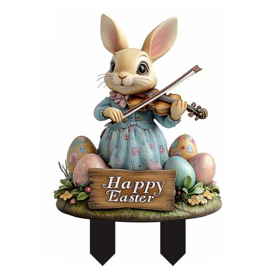 

Пасхальное яйцо кролик украшение садовое украшение колышек 2D акриловый кролик двор знак