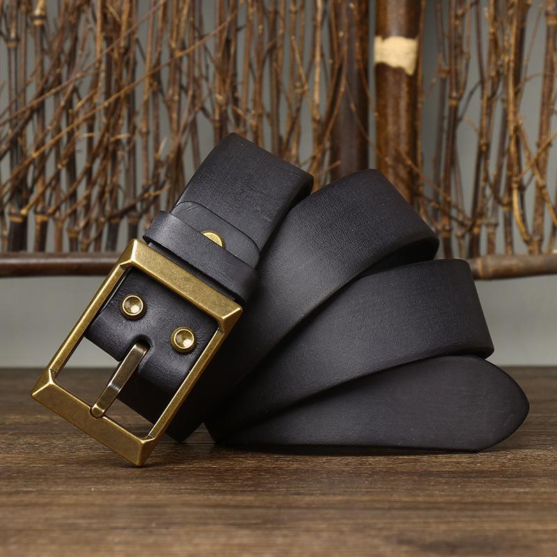 

Ремень мужской ретро матовый кожаный топ-гравий пряжка натуральная кожа модный универсальный повседневный джинсовый ремень для молодежи 130cm
