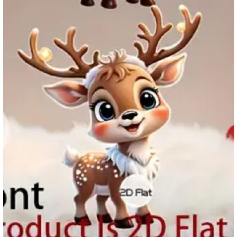 Cute Elk Baby with Christmas Lights Acrylic 2D Flat Pendant Christmas Tree Decoration  Pendant Car Rearview Mirror Pendant Holiday Decoration Pendant