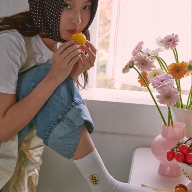 

SOCKS APPEAL embroidery little fresh lovers white M