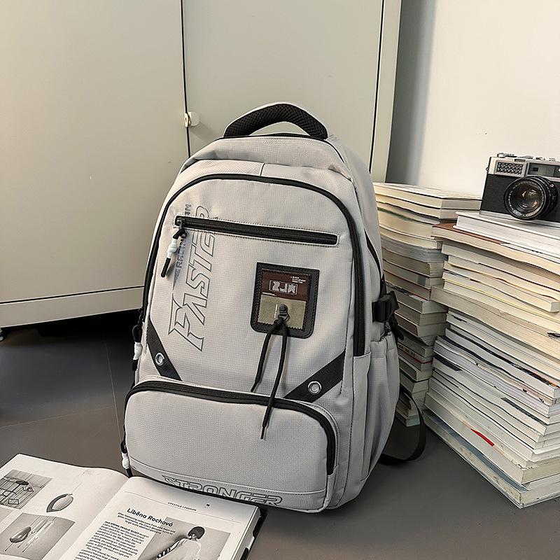 School Bag Men's Trendy Cool Letter Printed Backpack Casual Simple Lightweight Large Capacity Backpack