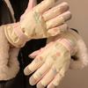 Cartoon Cute Small Bear Print Riding Ski Gloves Women Touchscreen Thicken Cold Resistant Glove Winter Warm Waterproof Mittens