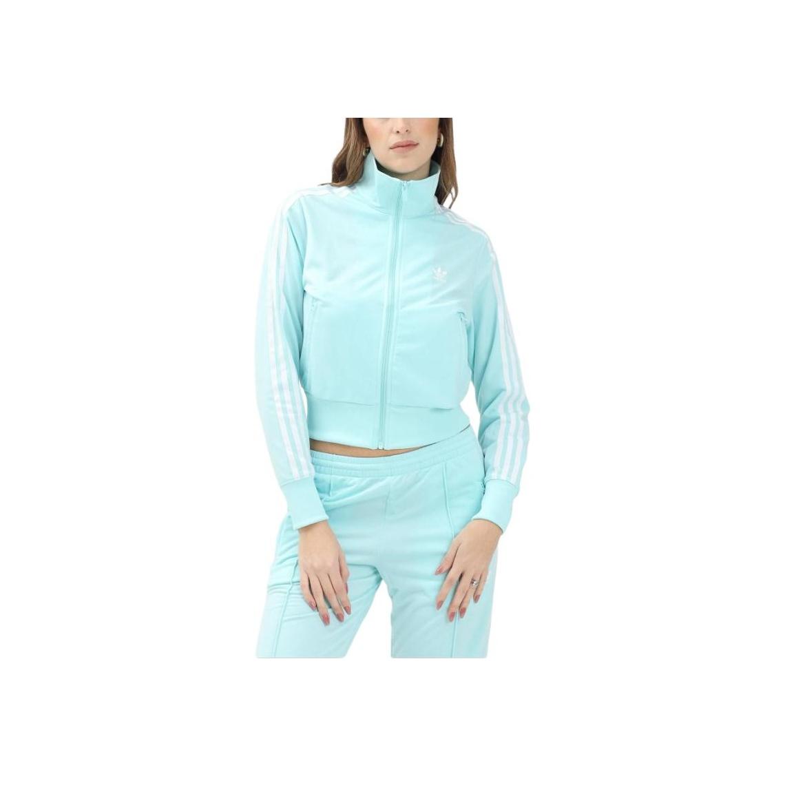 Adidas Originals Three Stripe Zip Long Sleeve Jacket Women Jackets Light-Blue JC8266 XS