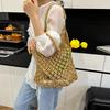 Und-Gewebte Tasche Damen Handgefertigt Hohl Handtasche Damen Schultertasche Großes Fassungsvermögen Sommer Lässig Reise Strand Tragetasche Geldbörse