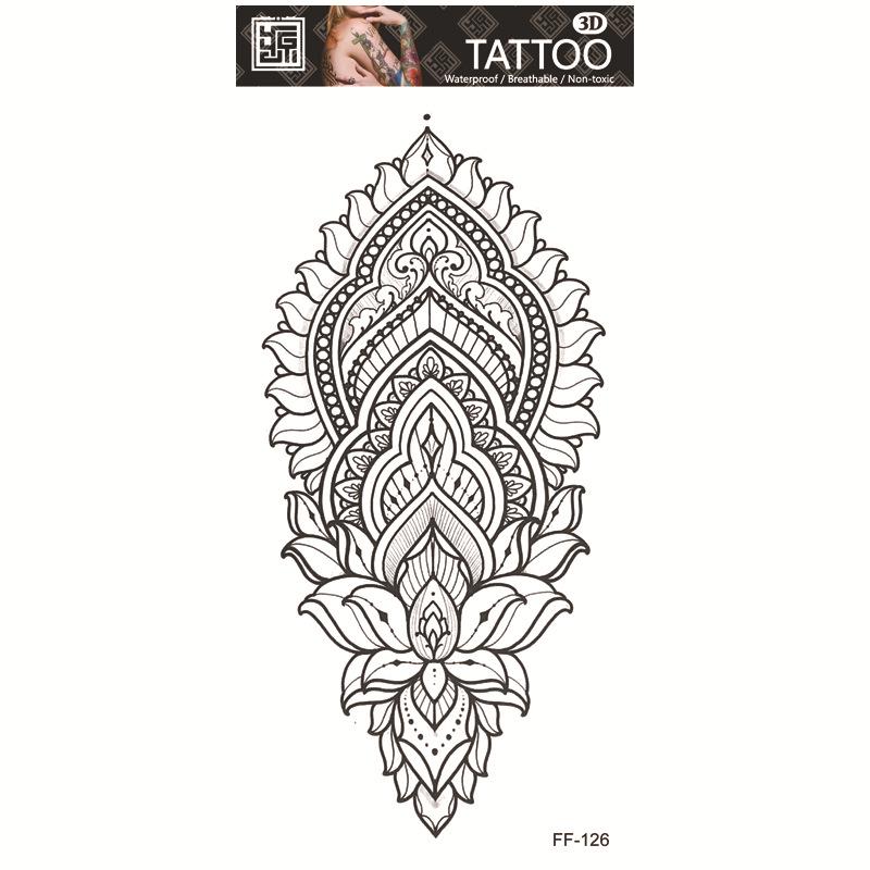 Yuanhua Waterproof Wolf Head Totem & Arabic Text Tattoo Stickers