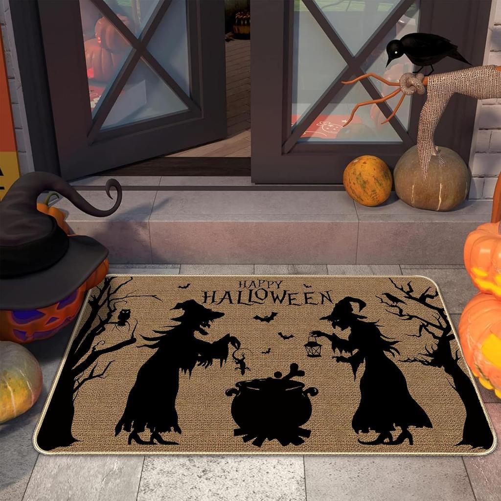 Halloween Happy Entrance Carpet Witch Slippery Welcome Floor Mat Family Kitchen Indoor Outdoor Decoration