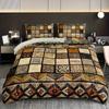 3Pcs Retro Tribal Geometric Patchwork Duvet Cover Set, HD Printing All Season Bedding with Pillowcases for Home Dorm Decor