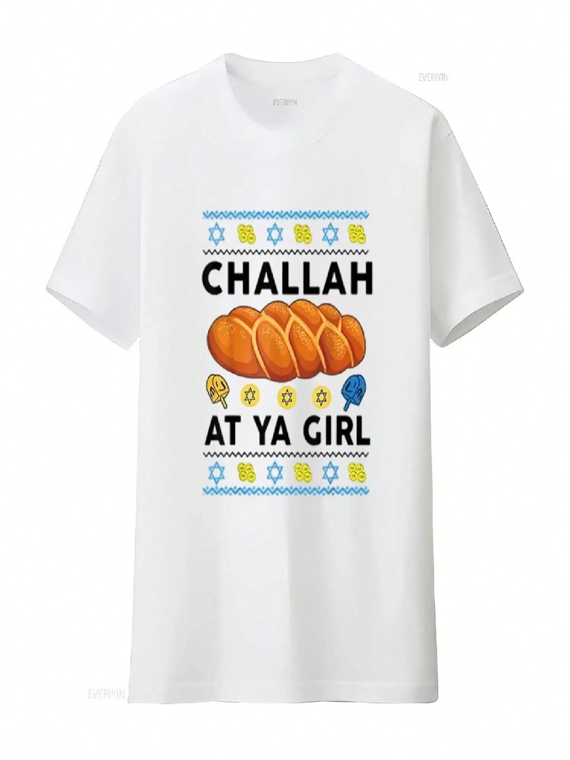 Ugly  Sweater Challah At Ya Girl Funny Kids  T Shirt White 3X Large Vintage Washed Fashion Top For Everyday Wear S разноцветный