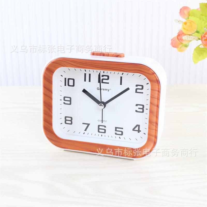 Simple Alarm Clock Imitation Wood Grain Children's Electronic Clock Student Desktop Clock with Alarm