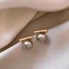 Design Sense Gray Pearl Stud Earrings Retro Earrings Popular Autumn and Winter Earrings