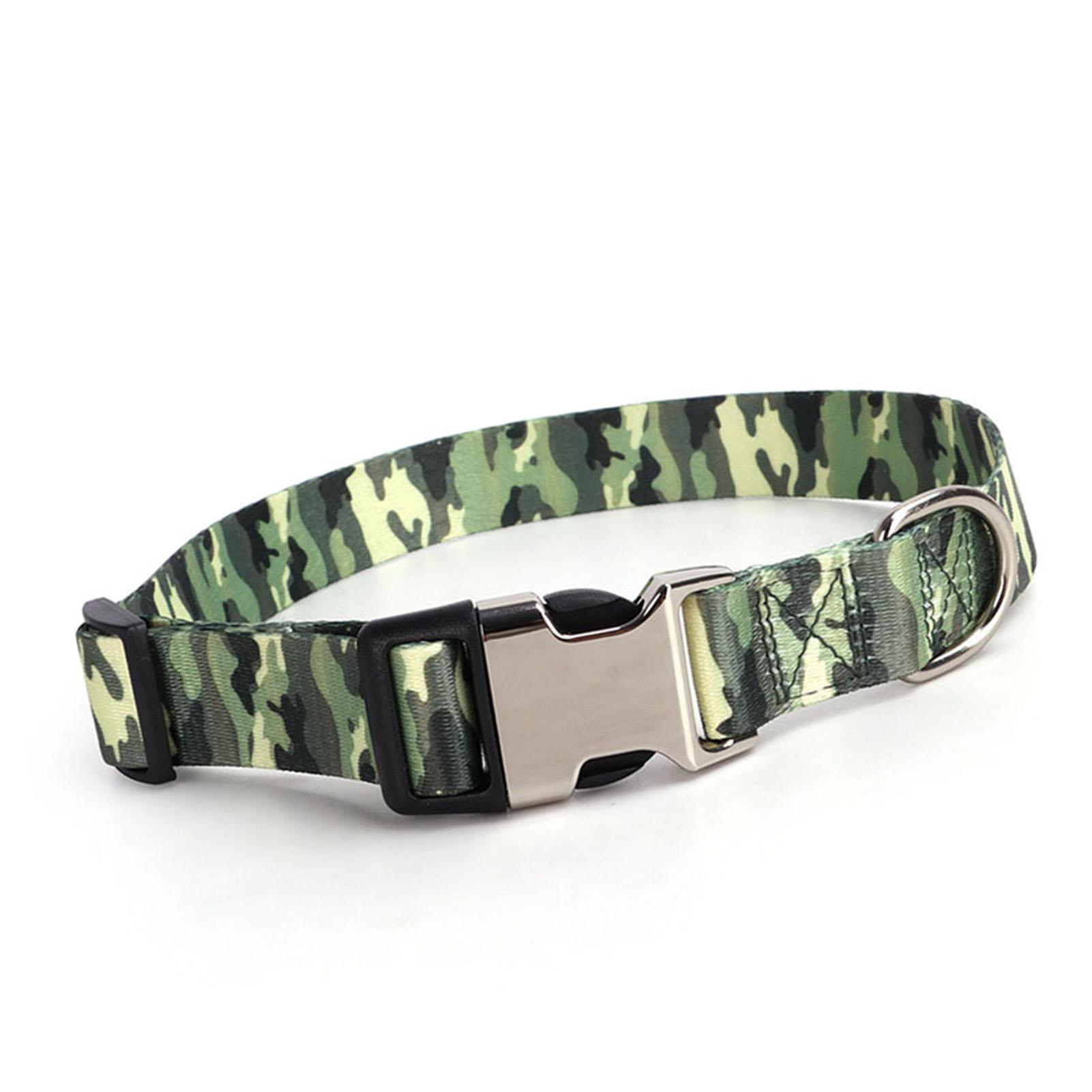 Gedrukte Hondenhalsband Metalen Gesp Verstelbaar Zacht Patroon Huisdierenhalsband voor Dagelijkse Wandelingen Buitenactiviteiten Groen