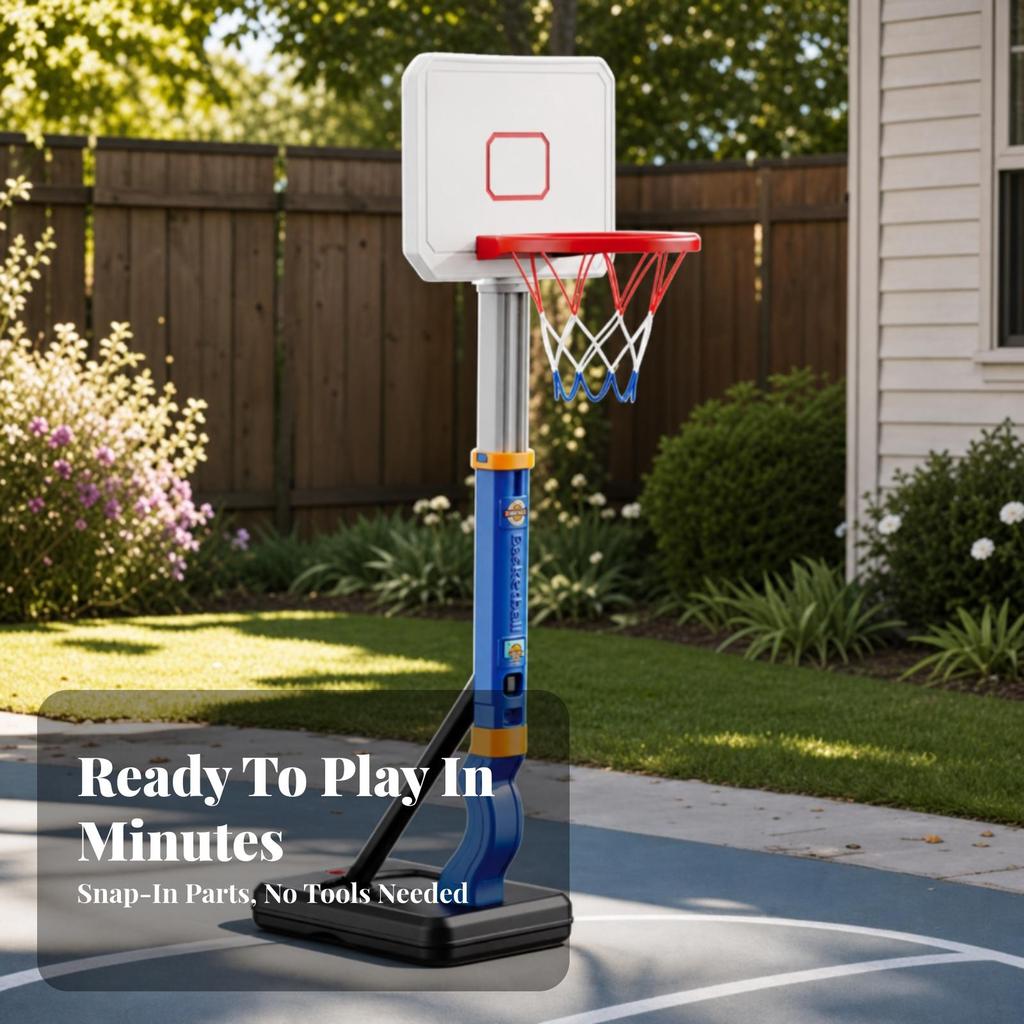 Sturdy Children's Basketball Goal | Adjustable Height, Kids Hoop with
