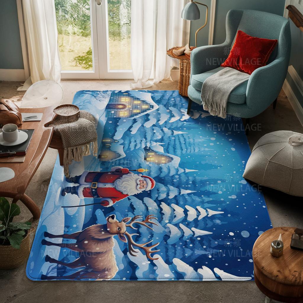 House Entrance Carpet Home Door Mat Living Room Bath Foot Bathroom Non-slip Water Absorption Rugs Bath Merry Christmas Winter