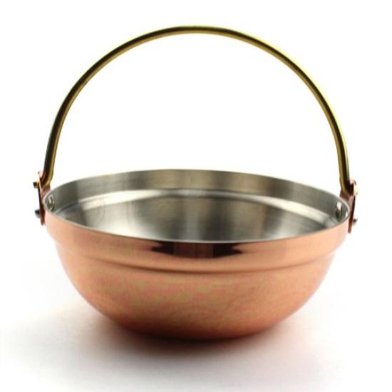 Shinko Metal Copper 14cm Magokoro Tiered Double-Handled Pot, (A) Single-Serving Pot, S-5003