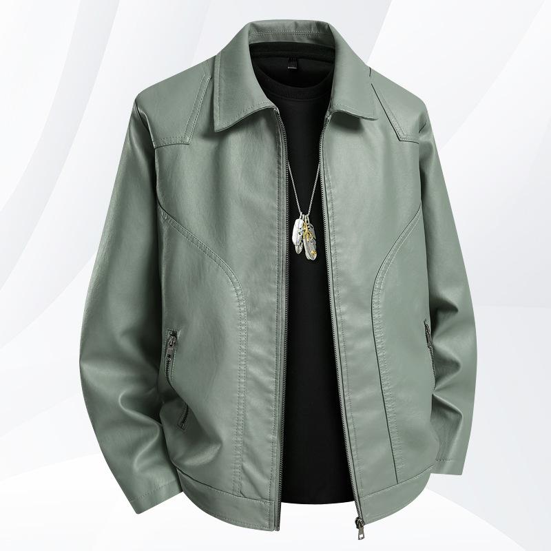 Men's leather jacket spring and autumn new versatile youth handsome PU leather jacket slim-fitting stand-up collar leather top coat