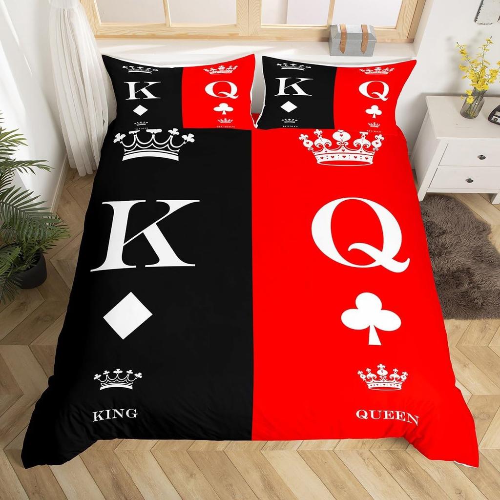 King and Queen Duvet Cover Set 2/3 Pcs Romantic Valentine's Day Bedding Set Microfiber Comforter Cover Wedding Anniversary Gifts