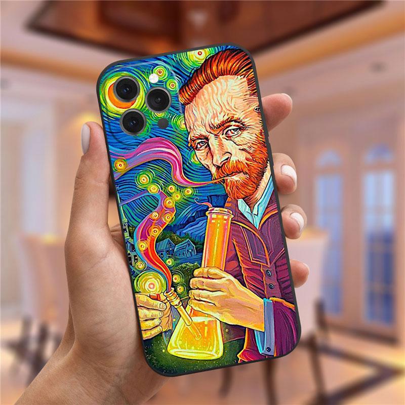 Vincent Van Gogh Starry Night Flower Phone Case For Iphone 13 12 11 Pro Max Mini X XR XS 8 7 6S Plus Mona Lisa David Soft Cover