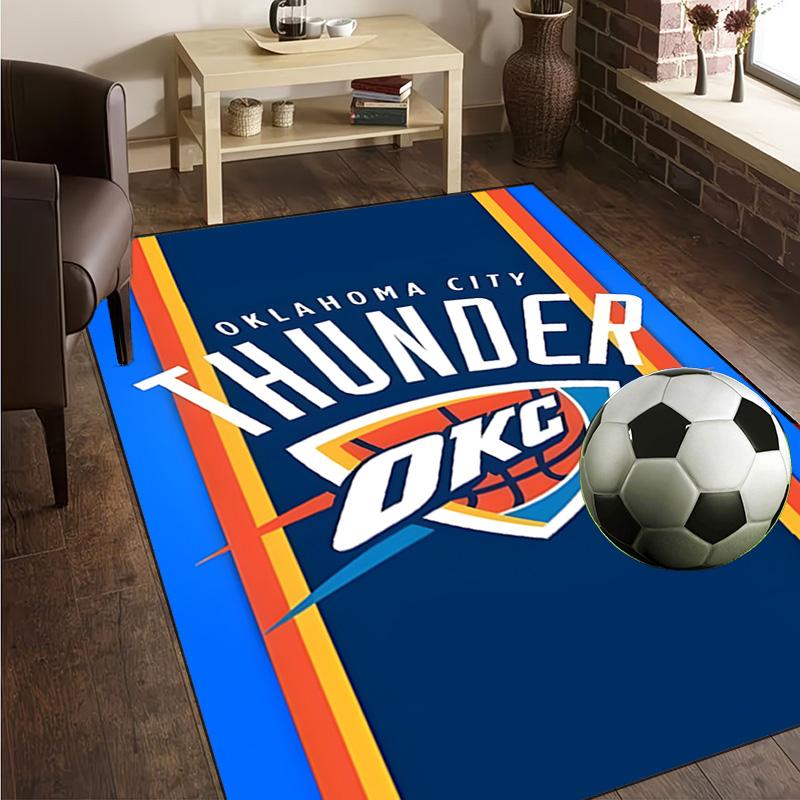 Thunder Basketball Team Rug Office Carpet Non-Slip Mat, Chair Rug Floor Covering for Gaming, Bedroom, Living Room , Home Decor Christmas Gift