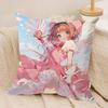 Anime CCardcaptor SSakura Pink Cushion Cover Silky Short Plush Invisible Zipper Dustproof Sofa Pillow Case For Home Decor