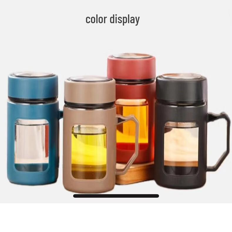 Large Capacity Insulated Explosion-proof Glass Tea Cup with Lid for Home and Office