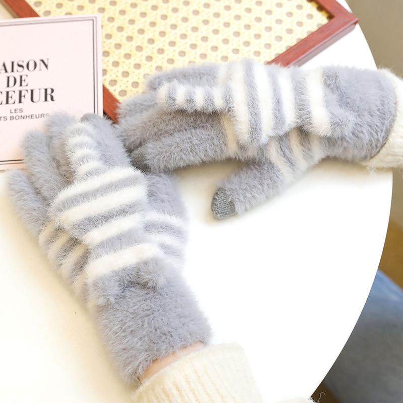 Winter Niedliche Katze Cartoon Plüsch Touchscreen Handschuhe für Studenten und Berufstätige
