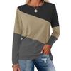 Fashion Color Blocked Long Sleeved Top with Personalized Contrasting Design for Women's Casual T-shirts