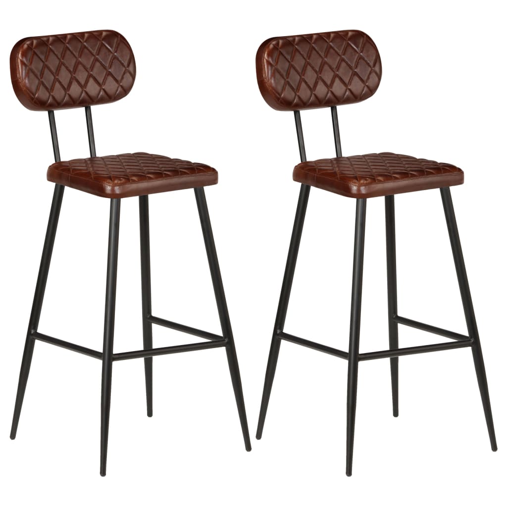 Buy Kitchen Stools 2 pcs Genuine Leather Brown at affordable prices — free shipping, real