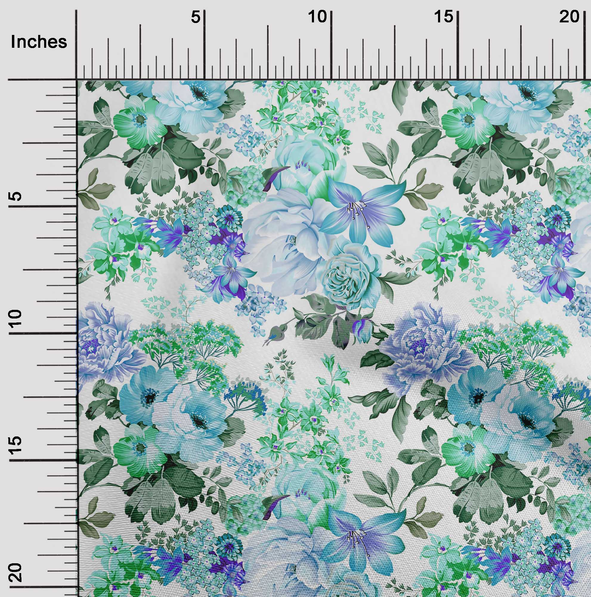 

oneOone Бавовняна флекс блідо-помаранчева тканина з листям і квітковим художнім швейним полотном у дворі, принтом для шиття одягу своїми руками, 40 дюймів 42 Inch Wide - Viscose Chiffon бірюзовий колір синій