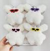 Cartoon Squeaky Rabbit Plush Ornament with Sunglasses - Girl's Bag Pendant