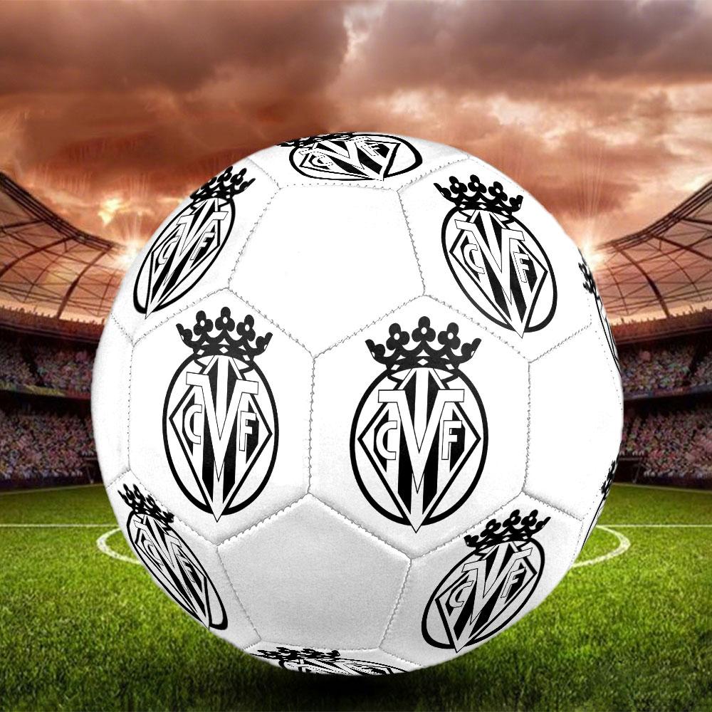 FC Villarreal Size 5 Soccer Ball, Machine-Stitched PVC, Durable & High Bounce, All Ages Fit, Fan Merchandise, Matches & Outdoor Use.