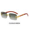 Gafas de Sol Cuadradas Vintage Sin Montura Mujer Hombre Lujo Populares Viaje Conducir Metal Cabeza de Leopardo Gafas de Sol UV400