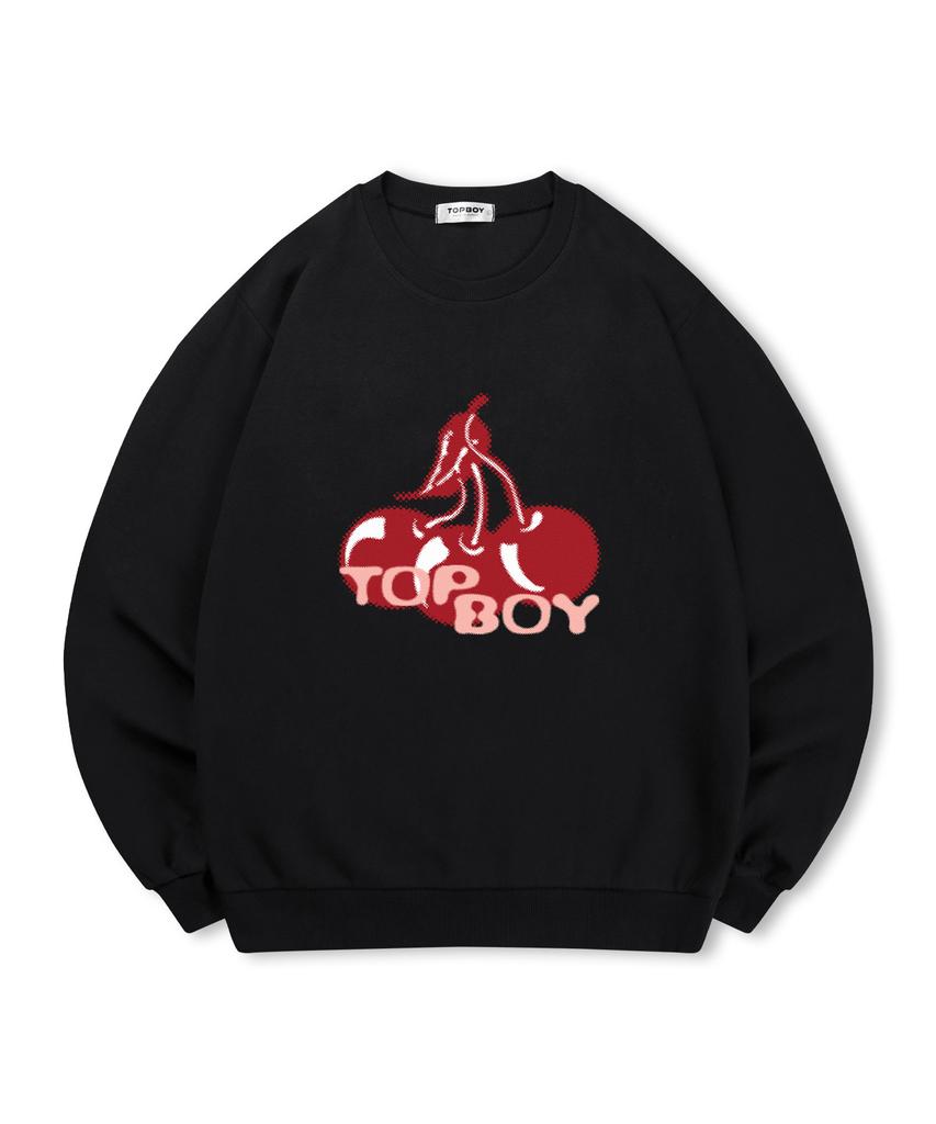 TOPBOY [Non-Fleece Or Fleece] Cherry Boy Printed Sweatshirt (Type A)