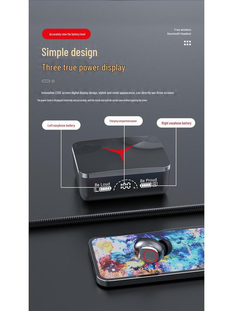 M90 Wireless Bluetooth Gaming Earbuds with Touch Controls & Digital Display