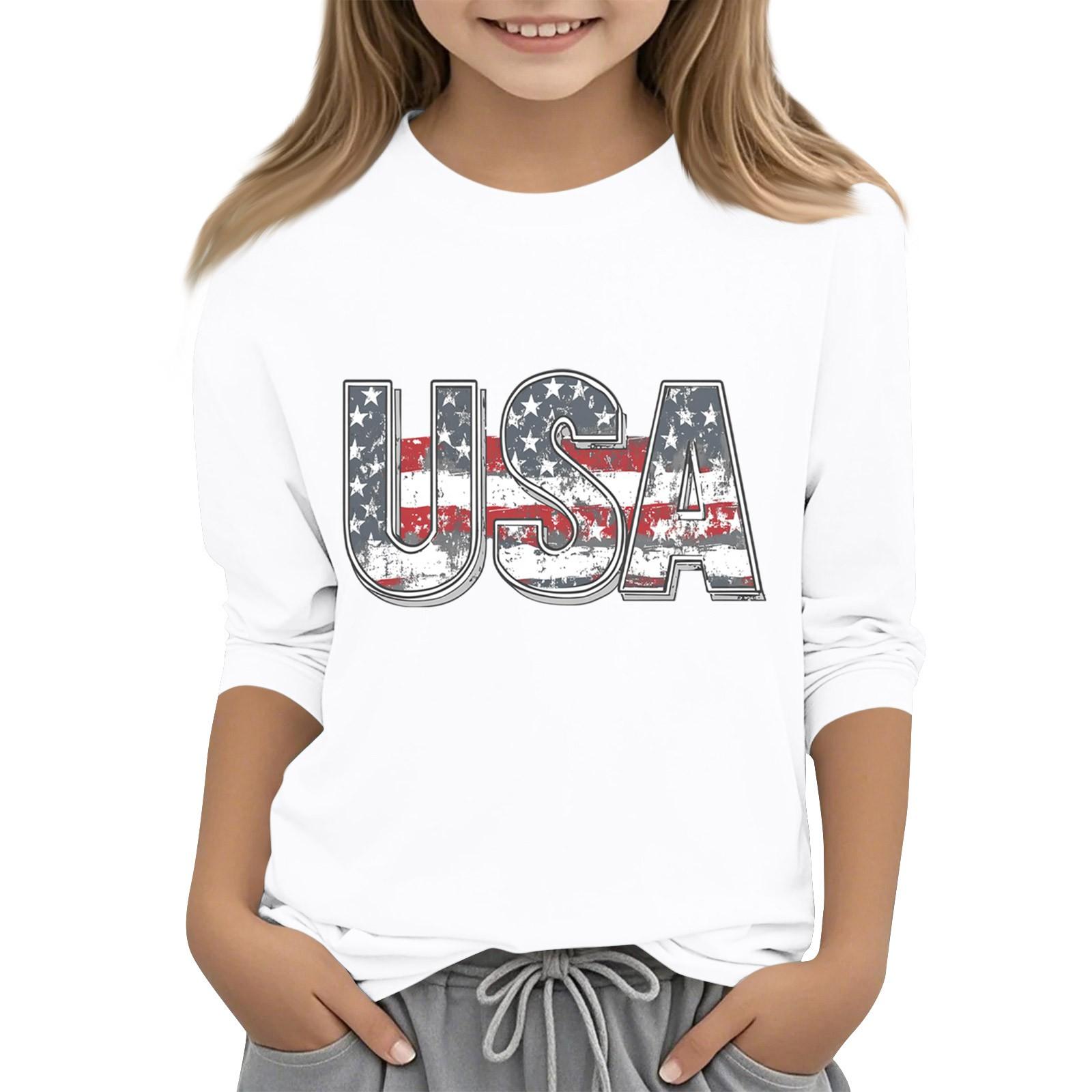 

Детская повседневная футболка с круглым вырезом и принтом «День независимости» с рукавом 3/4 160