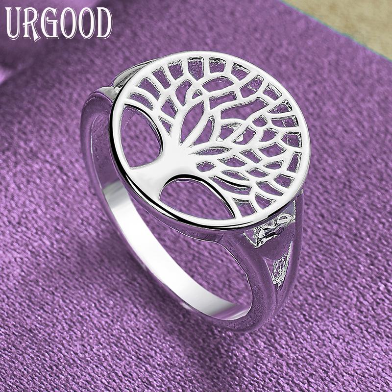 925 Sterling Silver Round Tree of Life Ring Fashion Jewelry