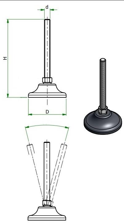 Adjustable furniture foot M10 Fi32/50 articulated base 20 PCS