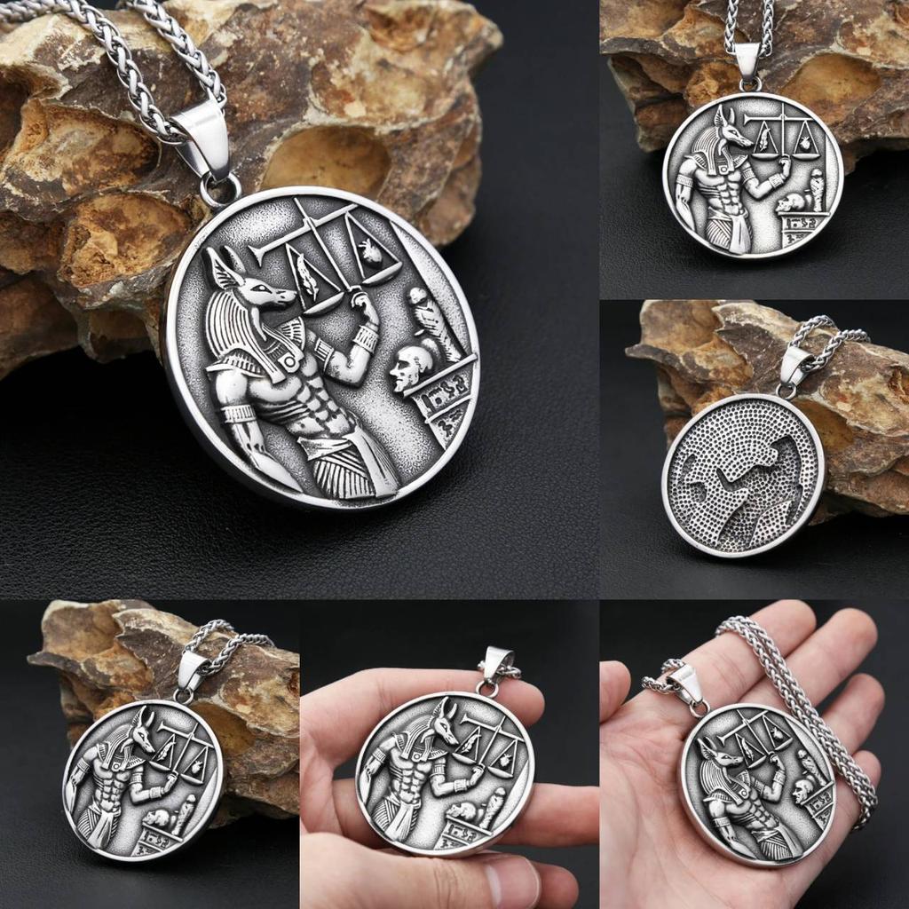 Forntida egyptisk symbol Anubis gud död farao mytologi hänge halsband män kvinnor rostfria stålkedjor smycken gåvor
