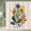 1pc Modern Minimalist Flowers Shower Curtain Floral Design Perfect Bathroom Decorative Bathroom Shower Curtain With Hooks