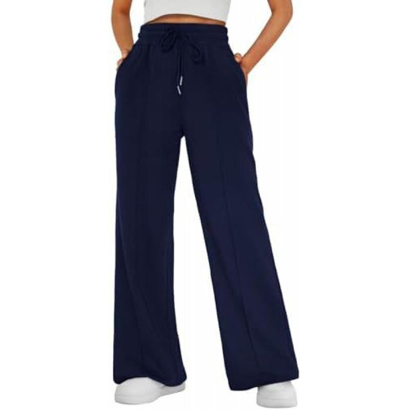 Womens High-Waisted Wide Leg Joggers Loose Fit Casual Pants With Drawstring Elastic Waist Comfortable Daily Wear