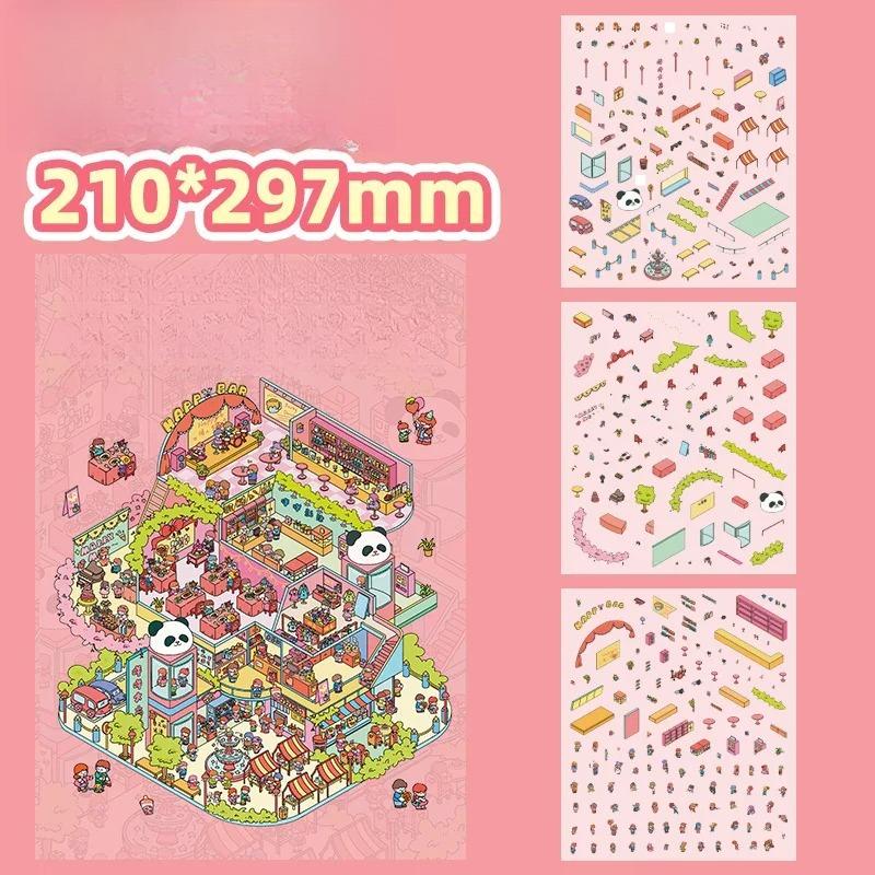 Adesivos Miniatura 3D Grandes Criativos Camadas Artesanato DIY para Alívio de Estresse e Decoração de Casa Decoração de Parede de Mesa Miniaturas Artesanato