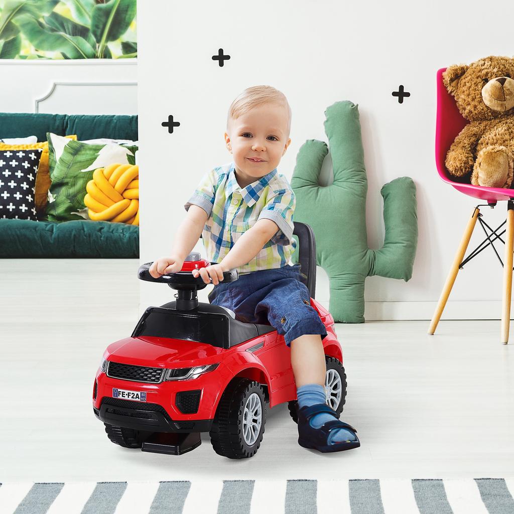 3-in-1 Ride On Car Foot To Floor Slider Toddler W/ Horn Steering Wheel NO POWER Manual Under Seat Storage Safe Design for 1-3 Year Old Red