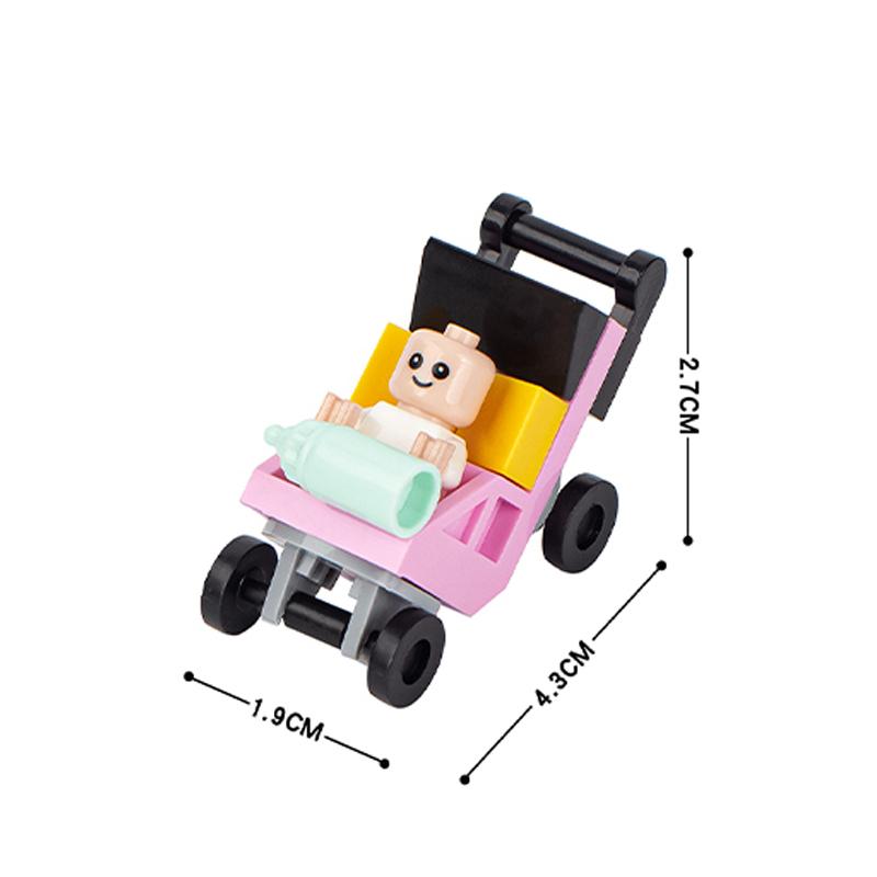 MOC City Series Dětská figurka cihla Dětská postýlka Kočárek Kočárek Nábytek Kompatibilní Akční figurka Stavebnice Hračka pro Děti Dárek