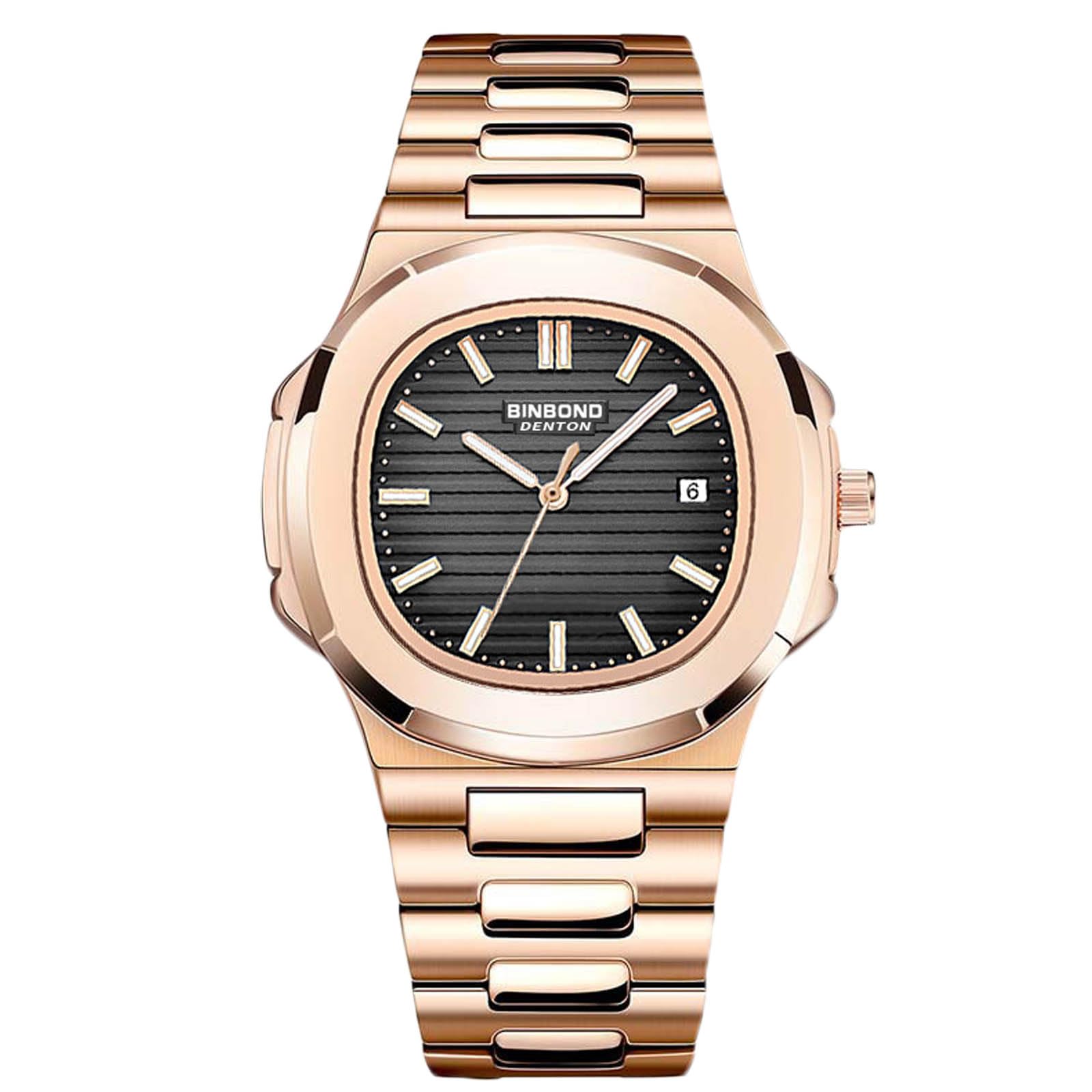 

RORIOS Watch with Date Quartz Luminous Perfect for Work or Christmas Gold Black Men s Display, Movement, Movement, Lightweight, Multi-Function,