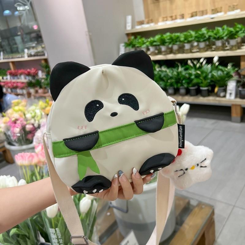Panda Cartoon Small Shoulder Bag With Nylon Material For Daily Casual Use